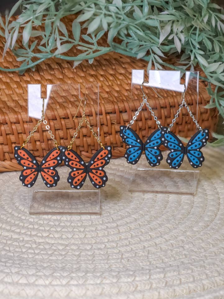 Monarch Butterfly Earrings for wholesale by Ivy Lane Clay Co.