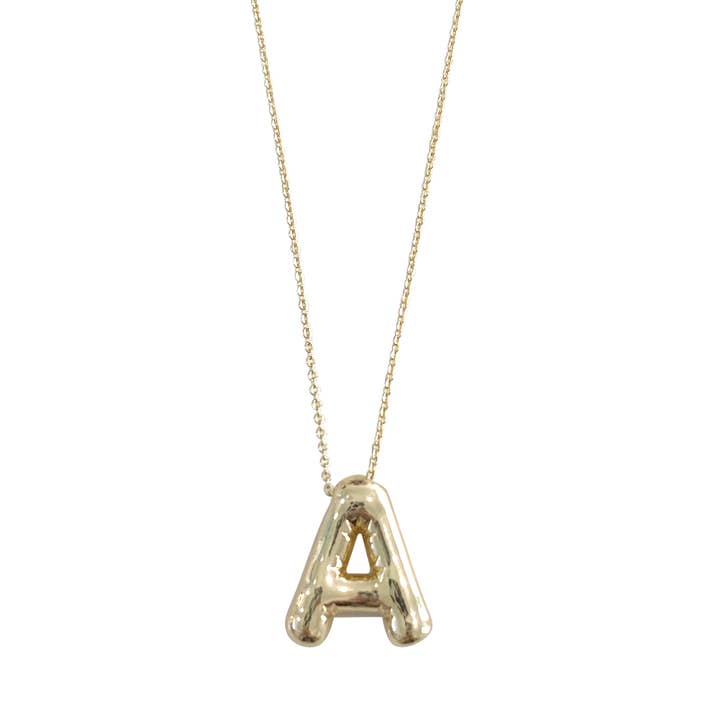Gemelli - Wholesale Pendant/Charm Necklace - Bubble Initial Gold Necklace- Top 12
