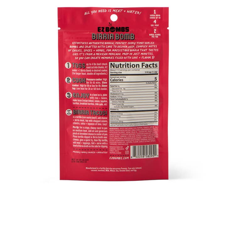 EZ Bombs - Wholesale Dried Spice Mix - EZ Bombs Birria Bombs 2-Pack (24 Units Per Case)