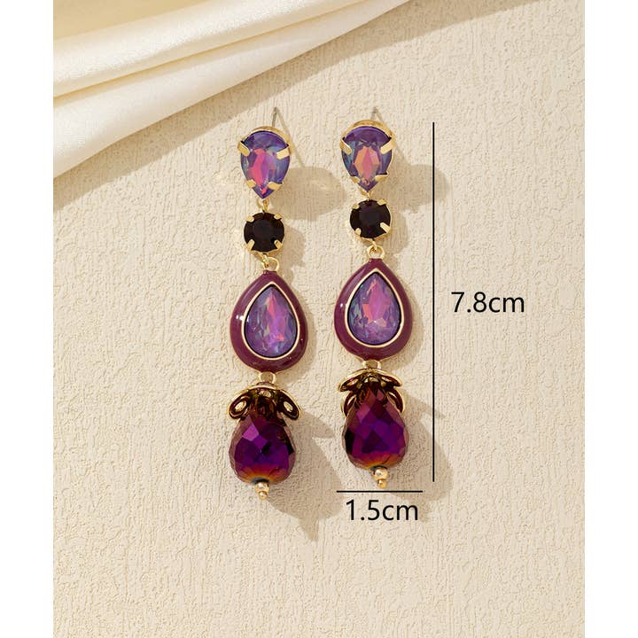 Blossom bijoux – Großhandel Ohrhänger – Lange Ohrringe mit Tropfenkristall – 26AHBOL0264