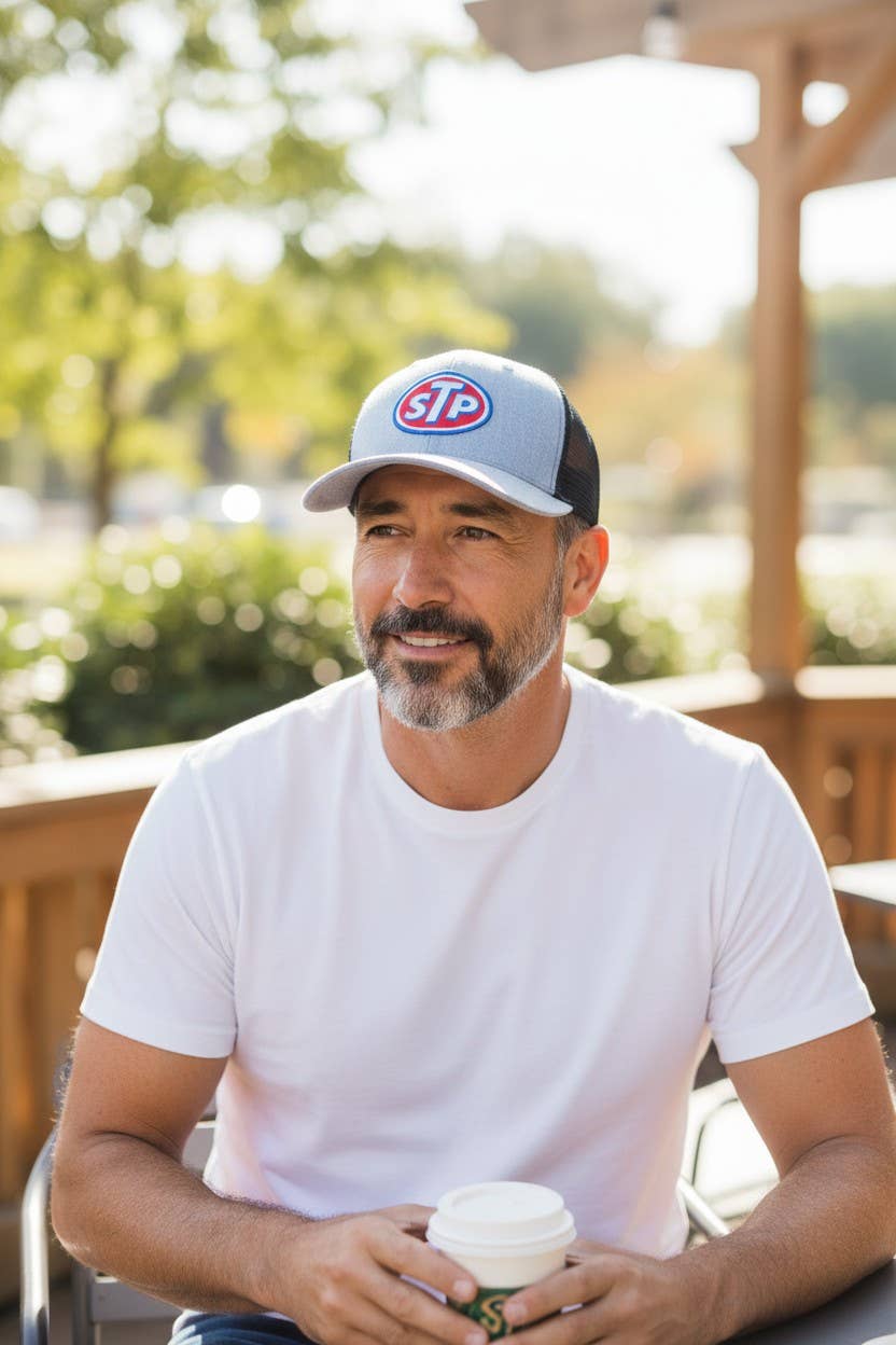 PNW Apparel - Wholesale Trucker Hat - Unisex - Retro Racing STP Oval Patch Trucker Hat6