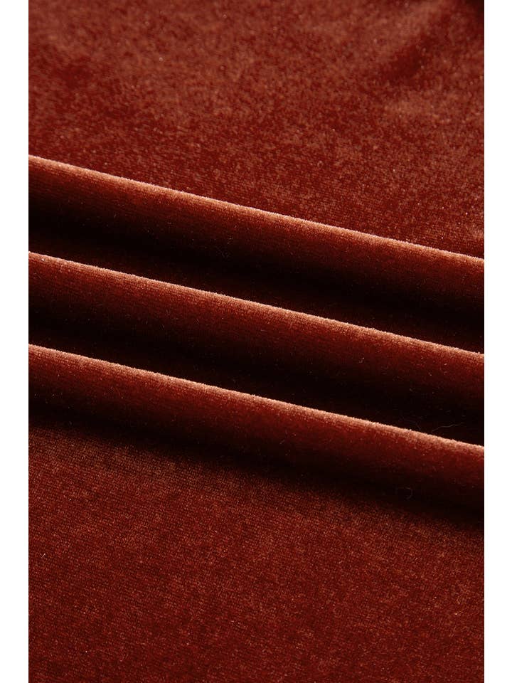 Clay Elastic V Neck Puff Sleeve Short Velvet Dress for wholesale on Faire8