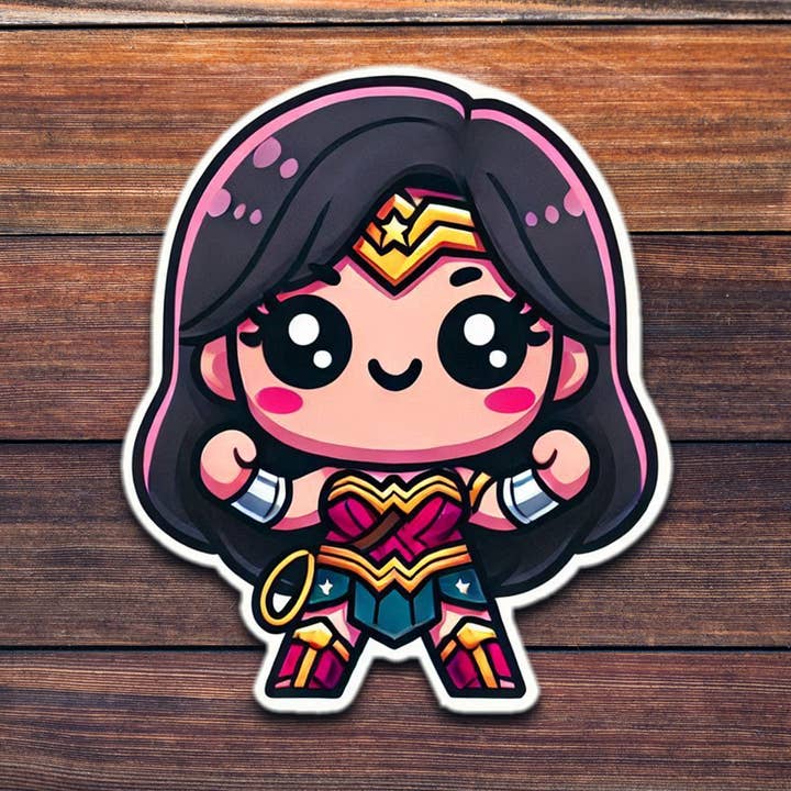 Kawaii Wonder Woman Hero - Wholesale Die Cut Vinyl Sticker for wholesale by ADH Stickers