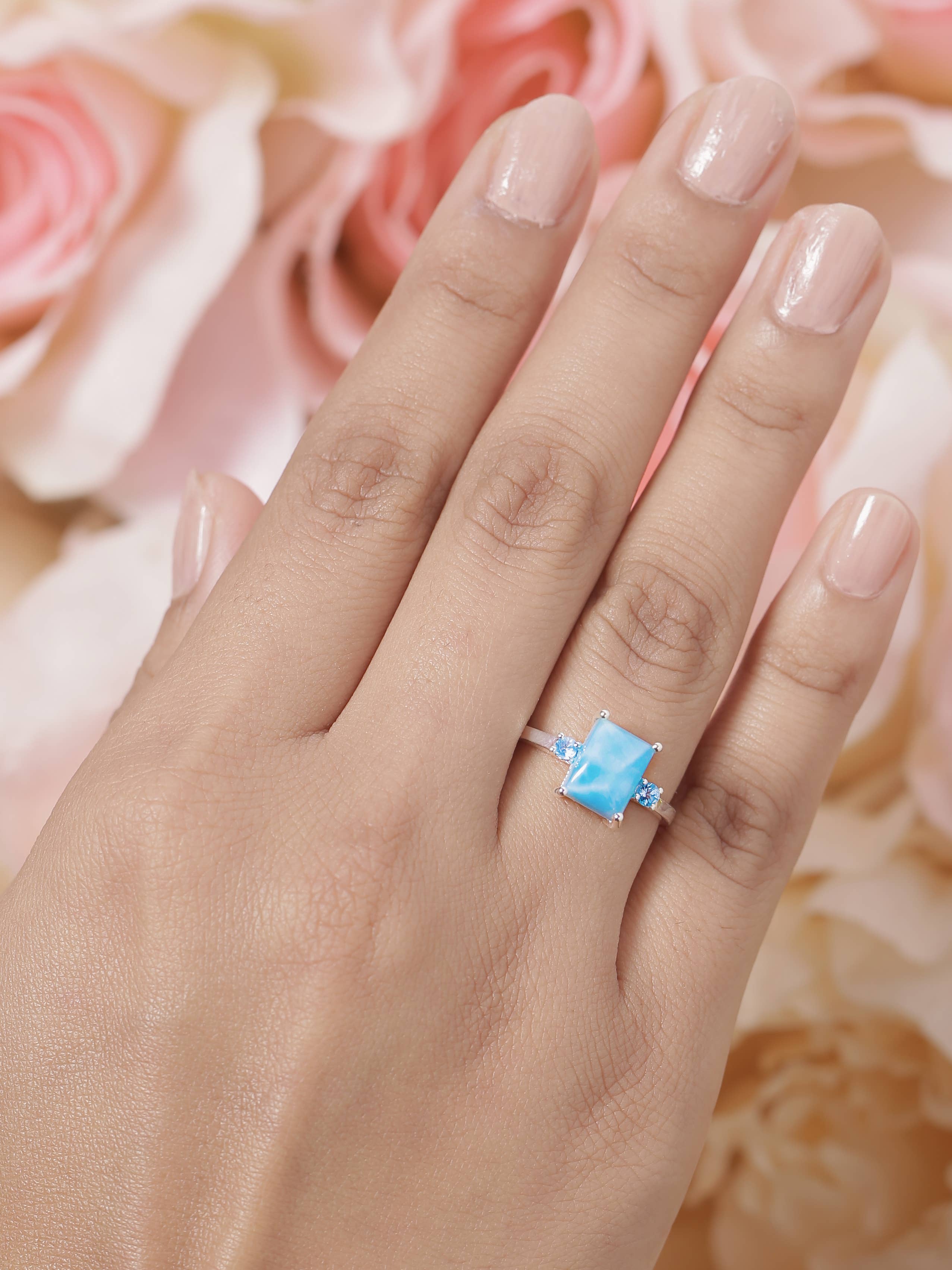 Tiramisu - Wholesale Engagement Ring - Larimar Blue Topaz 925 Sterling Silver Engagement Ring2