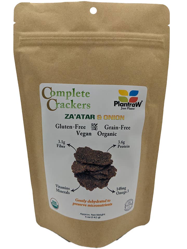 Complete Crackers - ZA'ATAR & ONION (5oz): Gluten-Free, Dehydrated for wholesale by Plantraw