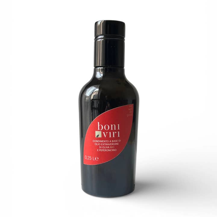 Huile d'olive extra vierge biologique au piment 250 ml pour la vente par Boniviri BCorp