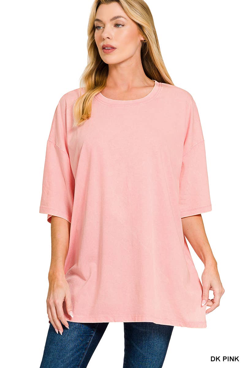 42POPS - Wholesale Knit Top - Women's - `.Acid Wash Cotton Oversized Tee36