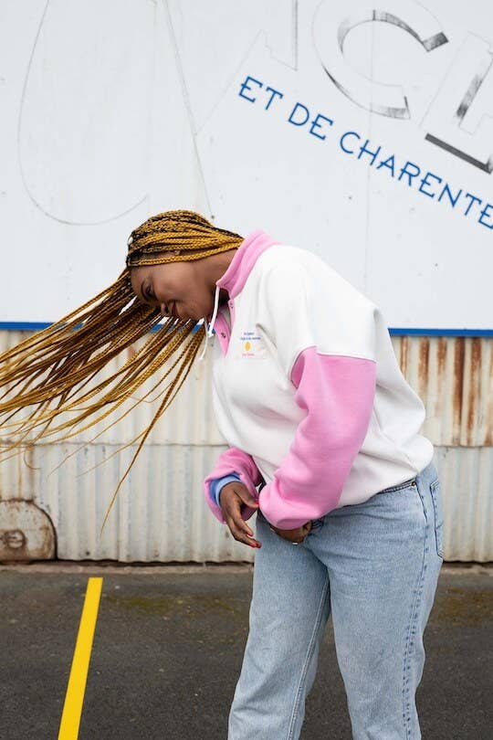 Ayuna - Wholesale Sweatshirt - Women's - Women's Retro Cotton Sweatshirt Pink and White - 90's2