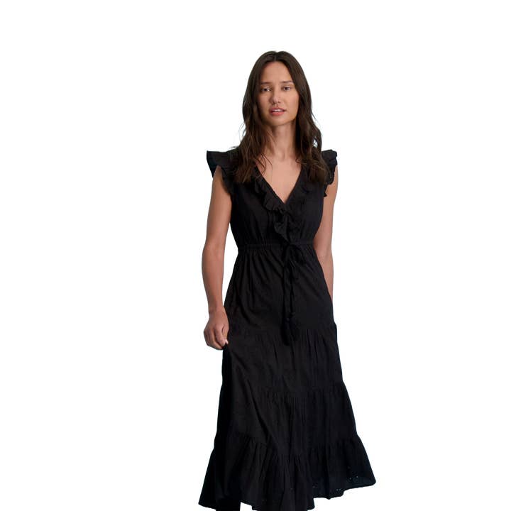 Robe maxi femme Giselle à œillets noirs pour la vente par Mer St. Barth