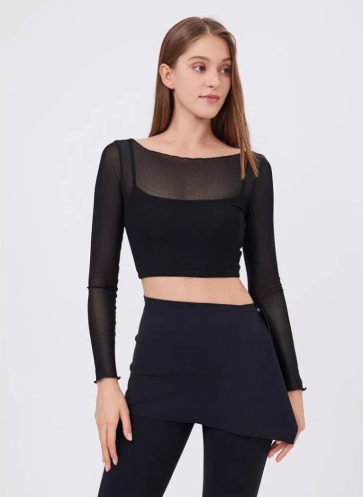 Crave by FW – Parte de cima de desporto - Mulher por atacado – Camiseta esportiva de manga longa com tecido mesh8