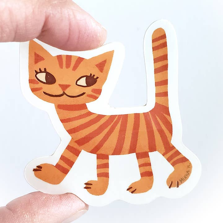 Orange Cat Sticker for engroshandel hos Mirka Hokkanen
