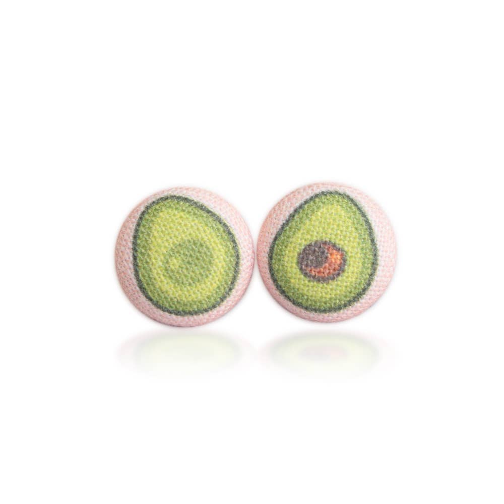 Rachel O's - Wholesale Stud/Post Earrings - Avocado Fabric Button Earrings1