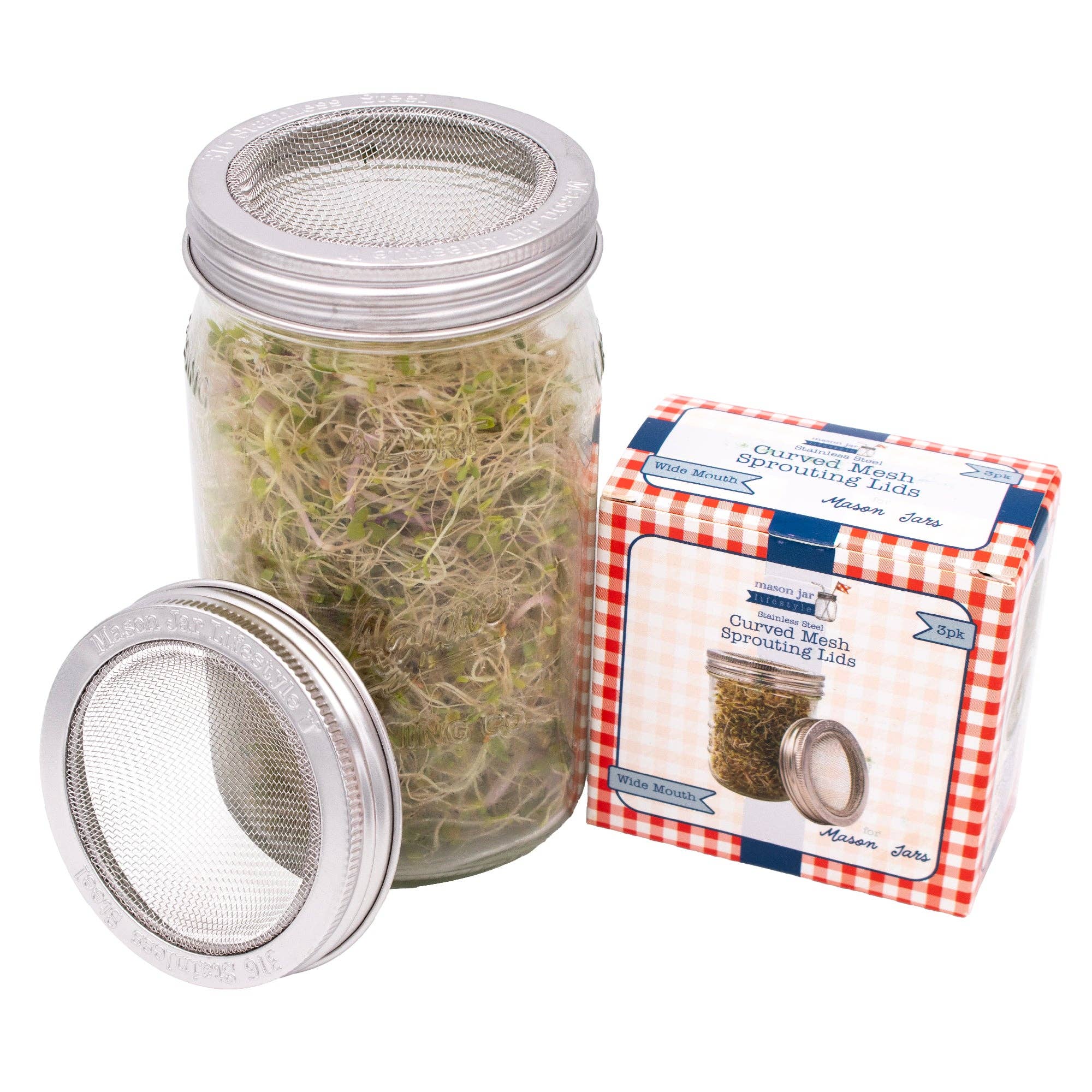 Mason Jar Lifestyle - Vente Boîtes de conservation - Couvercle et bande de germination incurvés antirouille pour bocaux Mason14