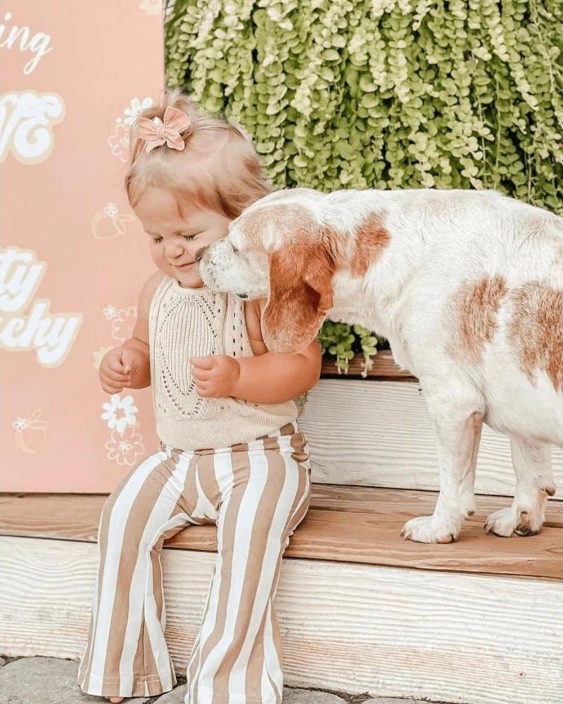 Bailey's Blossoms – Engroshandel Bukser (ikke denim) - Børn – Blakely boheme bell-bottom bukser i brune striber2