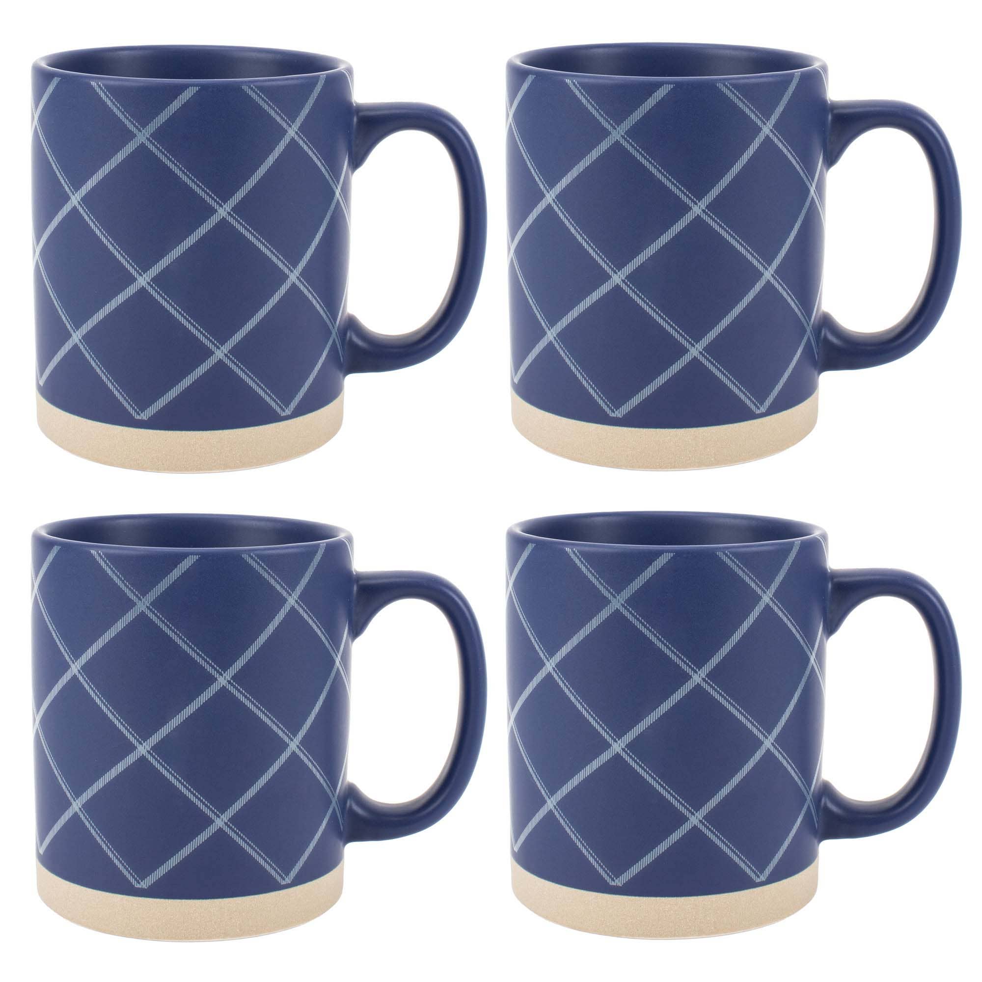 EAST AVENUE - Wholesale Koffiemok - Keramische Mok 4-Pack Ruwe Onderkant Donkerblauw PRIJS IS PER MOK0