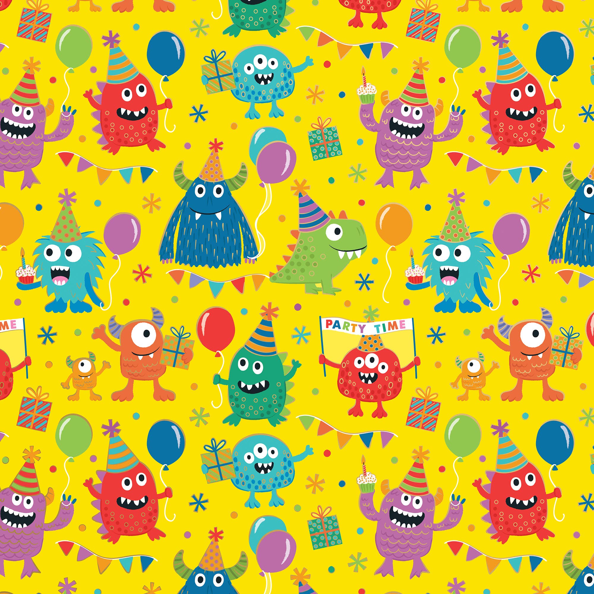 Jillson & Roberts - Wholesale Wrapping Paper Roll - Party Monsters - Wrap - Rolls0