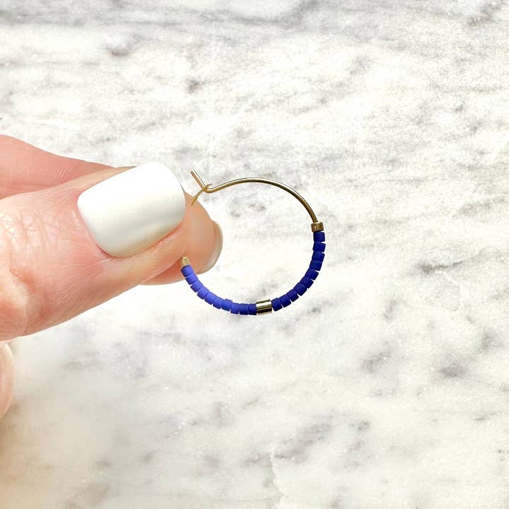 Ocean Breakup - Wholesale Hoop Earrings - Tiny Colorful Gold Bar Hoop Earrings5