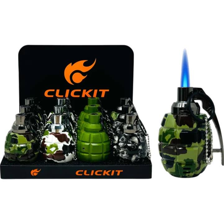 Briquet Torche Clickit Grande Grenade pour la vente par Cow Crack Wholesale