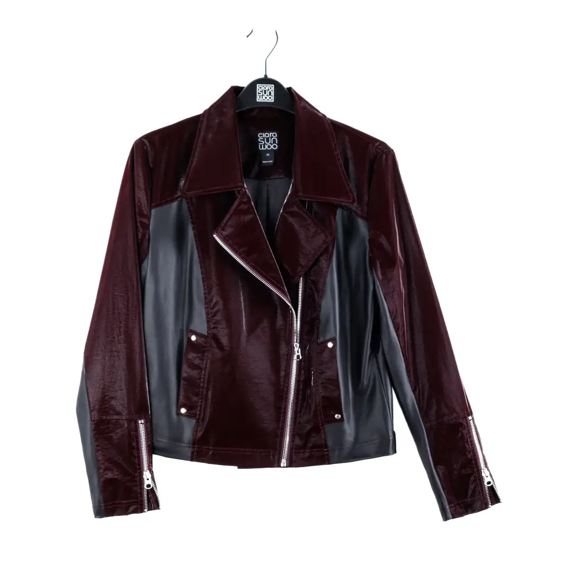 Clara Sunwoo - Wholesale Leather Jacket - Women's - JK225H -Vinyl, Liquid Leather ™ Panel Zip Cuff Pocket Jacket19