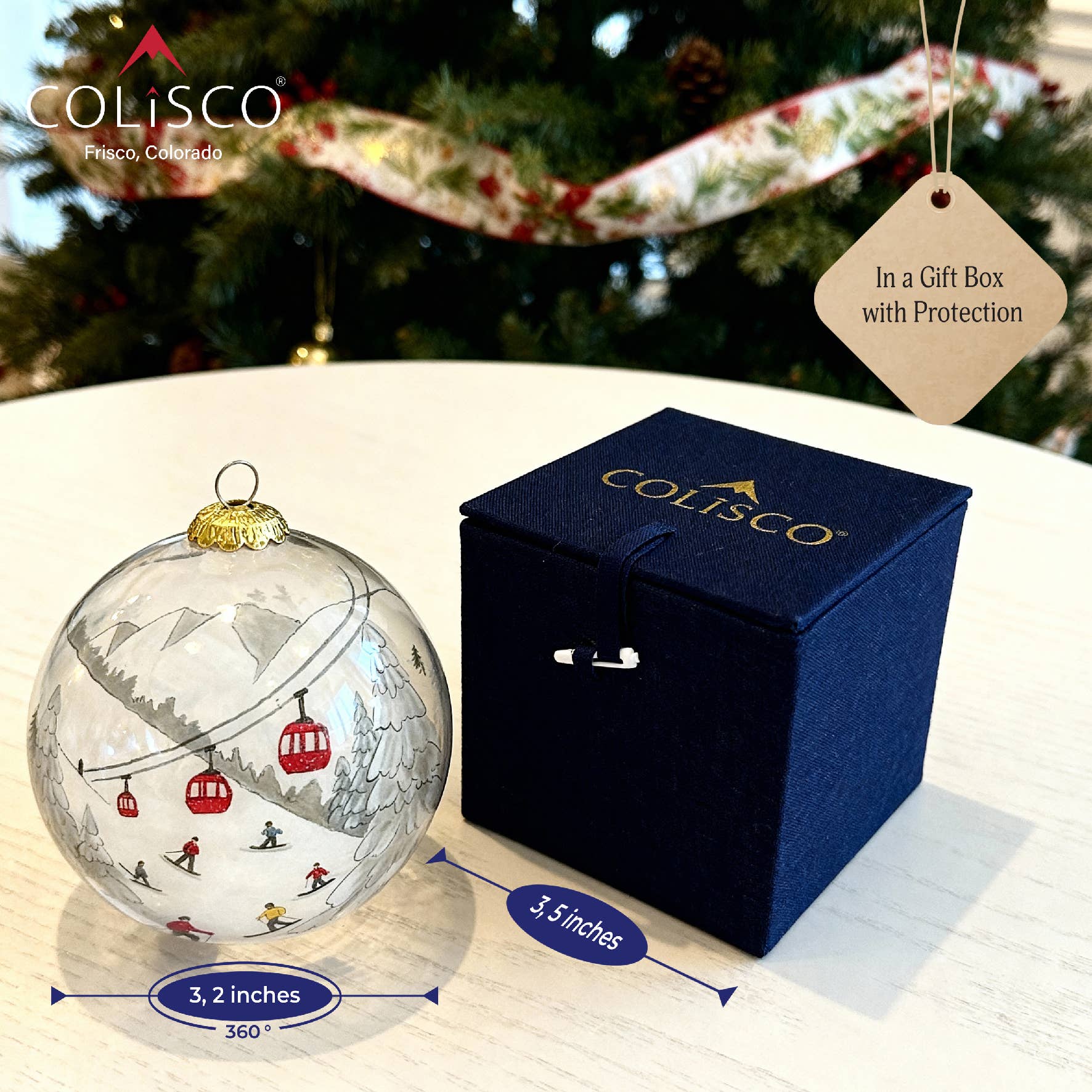 Colisco Wholesale - Vente Objets de décoration - Ornement en verre peint à la main Colisco Gondola & Skiers4