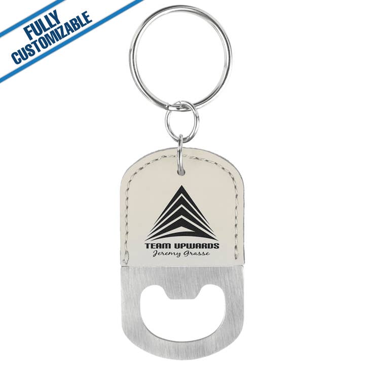 GiftWorksPlus - Wholesale Keychain - Unisex - Leatherette Oval Bottle Opener Keychain - Fully Customizable9