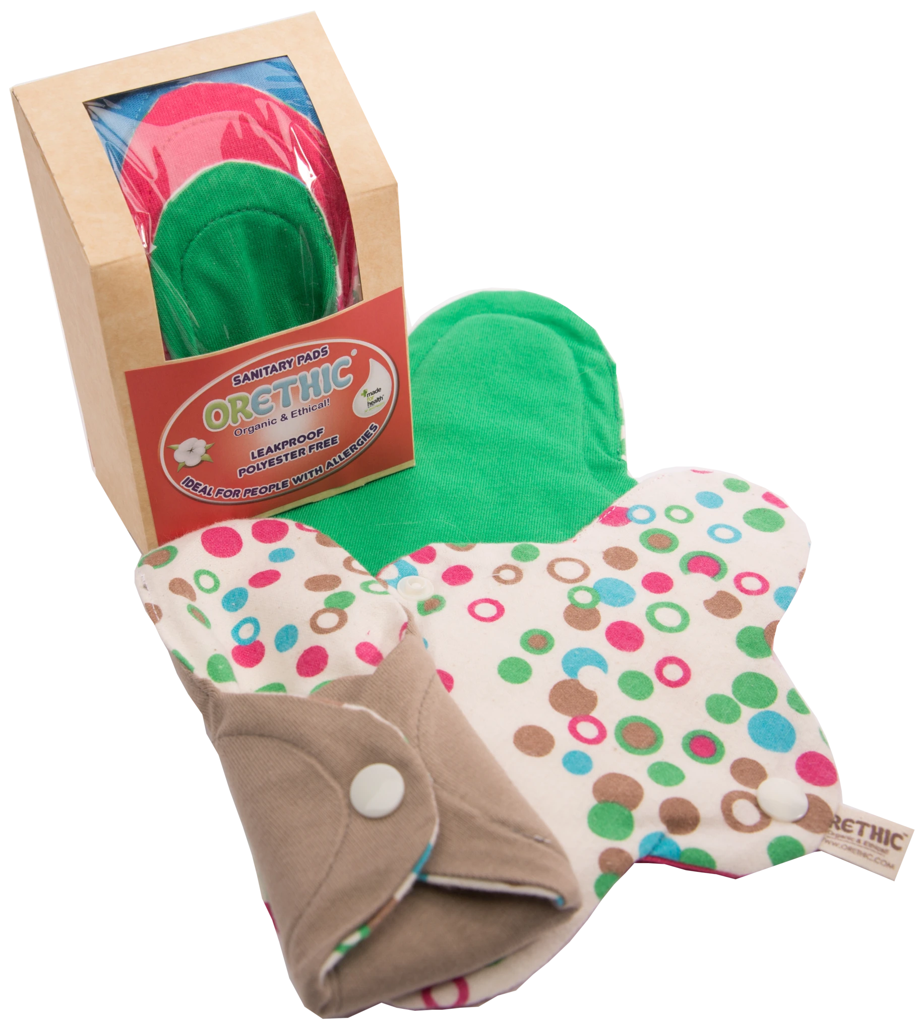 Orethic - Wholesale Period Underwear - Women's - Organic Sanitary Pads Polkadots - Pack 6 Multisize s-m-l6