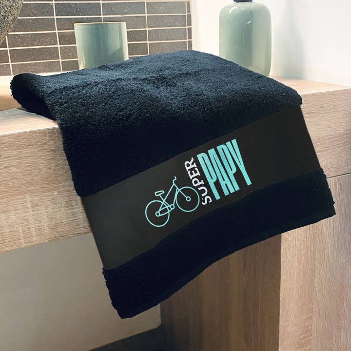 Toalla deportiva hombre algodón negro Super abuelo ciclista para venta al por mayor de La vie en magenta