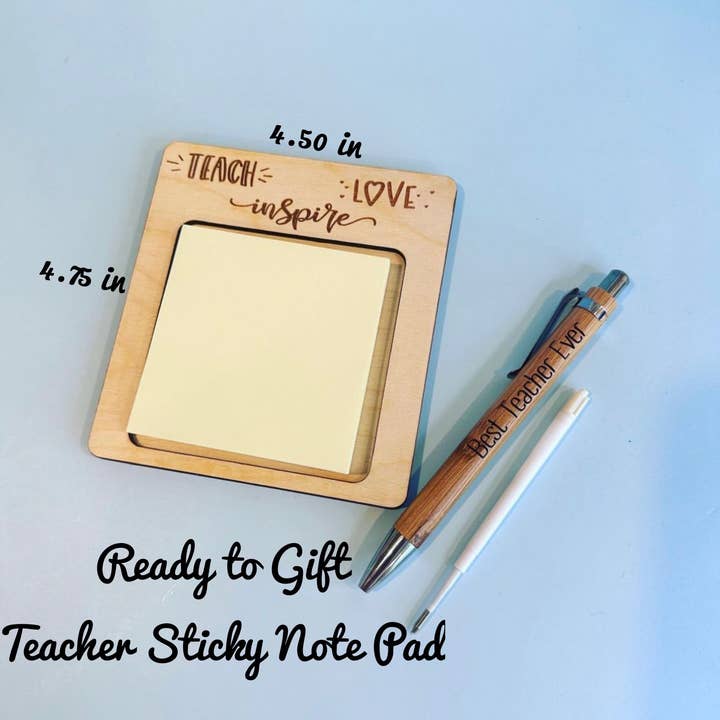 Kendalia Barn - Wholesale Sticky Notes - Teacher Appreciation Sticky Note Holder w Quote Best Teacher