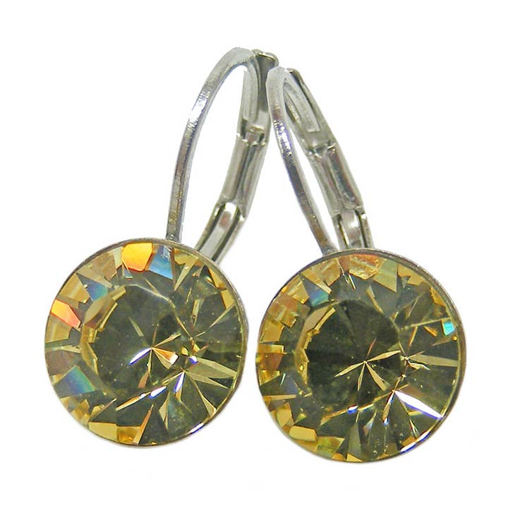 12mm Golden Shadow Crystal Drop Earrings for wholesale by Janusch