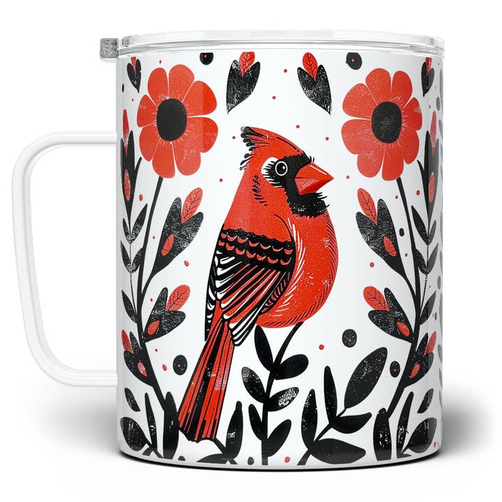 Mug de voyage isotherme Floral Cardinal Bird, Nature Gifts pour la vente par Loftipop