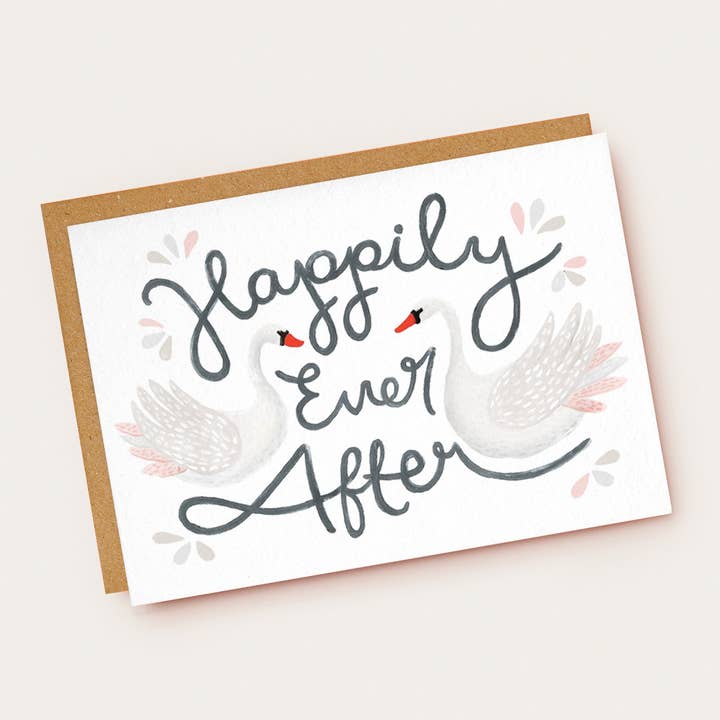 Jade Fisher – Großhandel Hochzeitskarte – Happily Ever After - Hochzeitskarte mit Schwänen