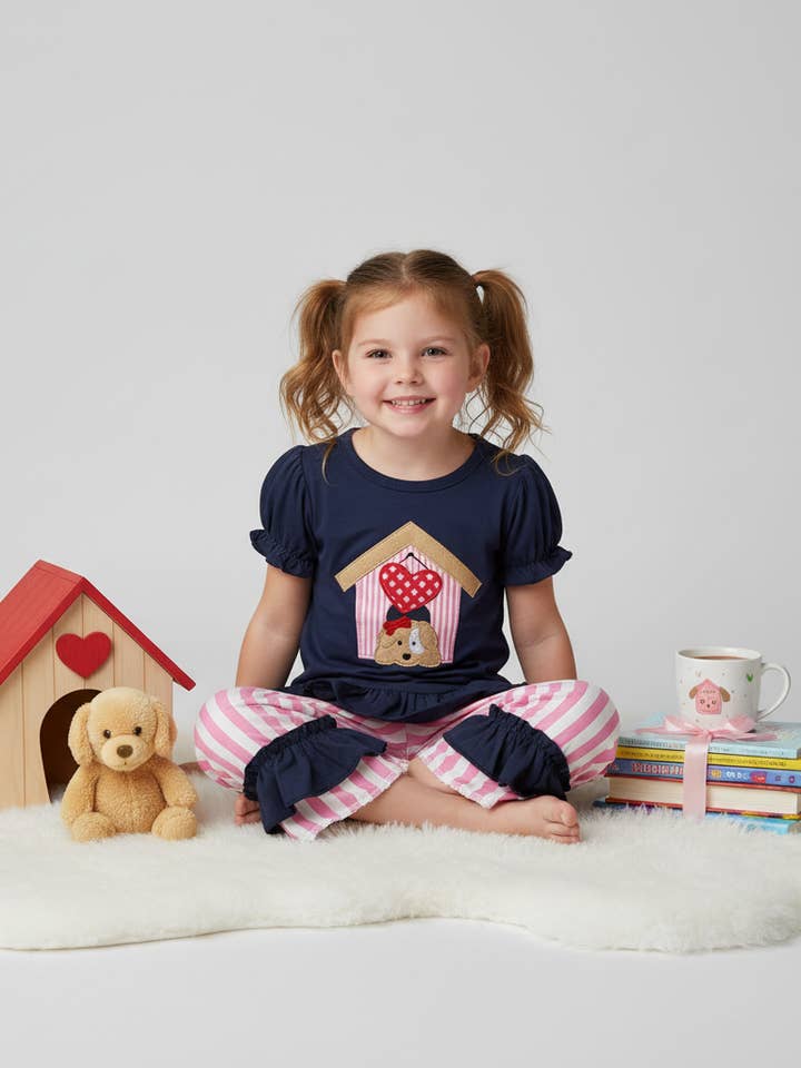 valentine doghouse ruffle pant set for wholesale by Bow Beau Poppy