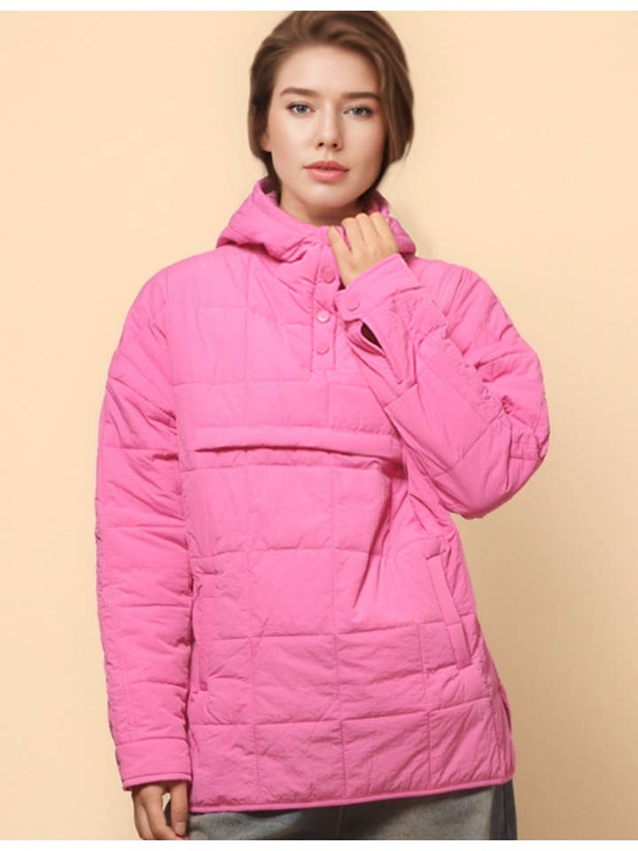 Sweetkama - Wholesale Puffer Jacket - Women's - Ladies Button Pullover Hooded Padded Puff Jacket SKT47550