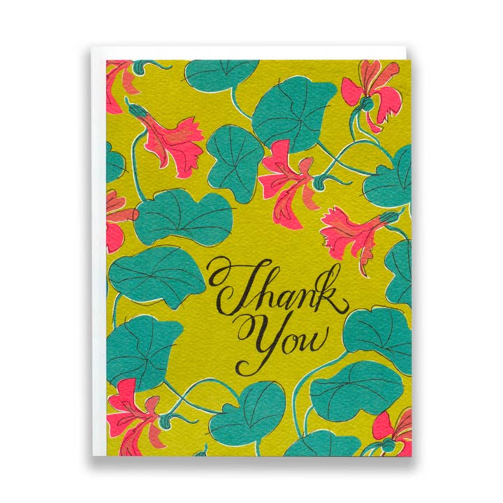 Thank You Nasturtiums Note Card for wholesale by Banquet Workshop