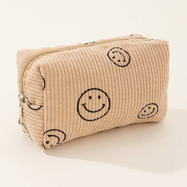 42POPS – Großhandel Schmink-/Kosmetiktasche – SI-25602 Smiley Face Corduroy Kosmetiktasche5