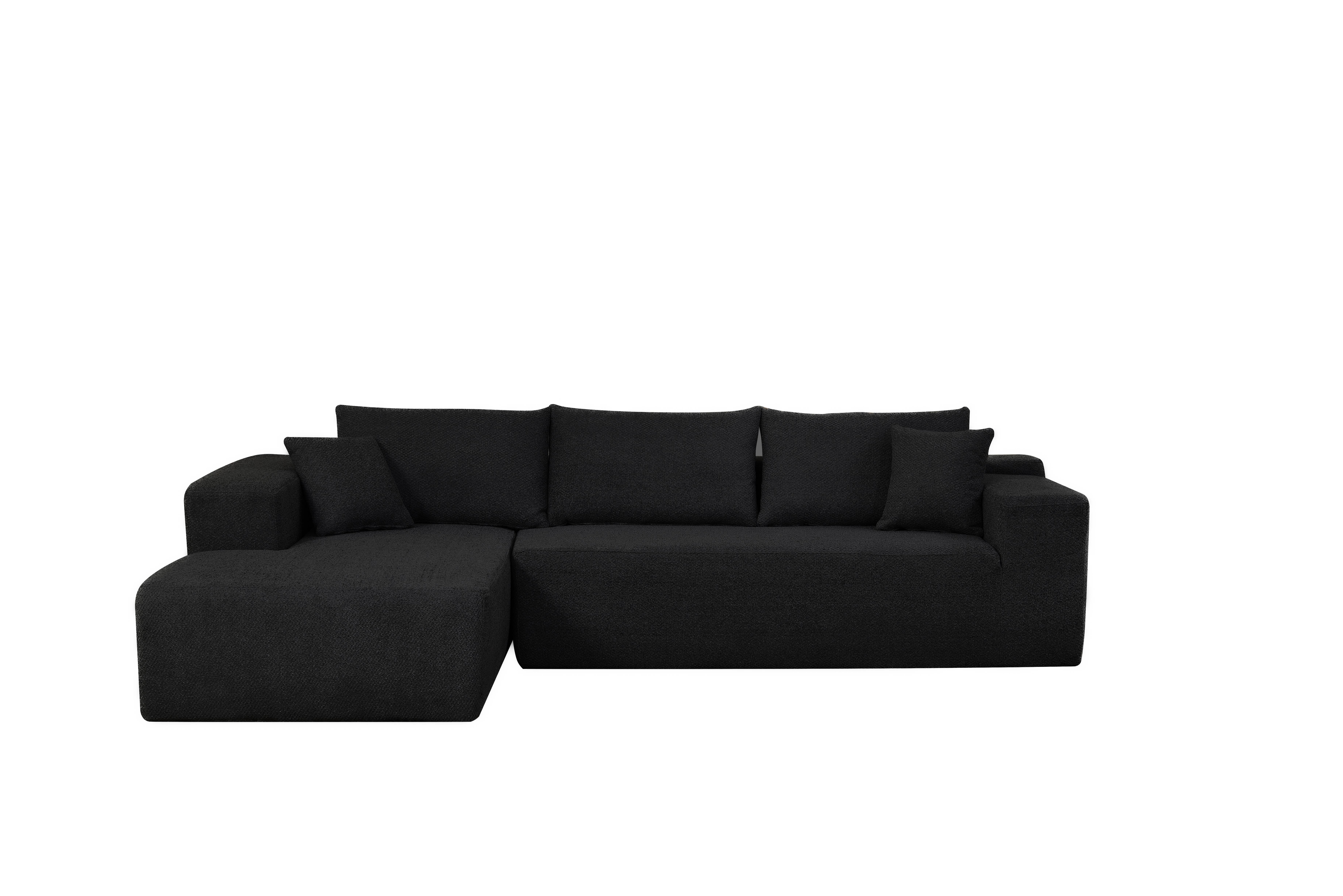 LivingTaste Home Inc - Vente Canapés - Canapé d'angle noir en L – méridienne 3 places0