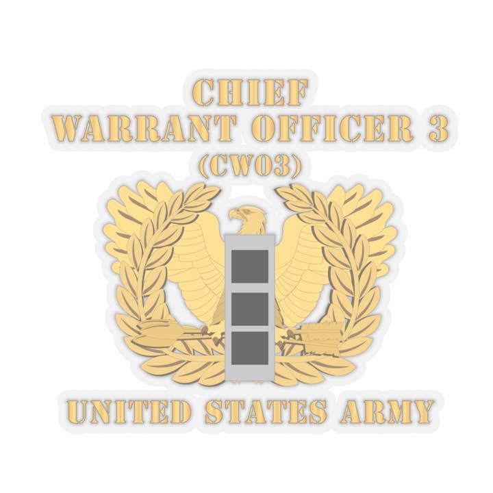 Kiss-Cut Stickers - Leger - Chief Warrant Officer - CW03 - Plat - Adelaar en Balk X 300 voor wholesale door MIP