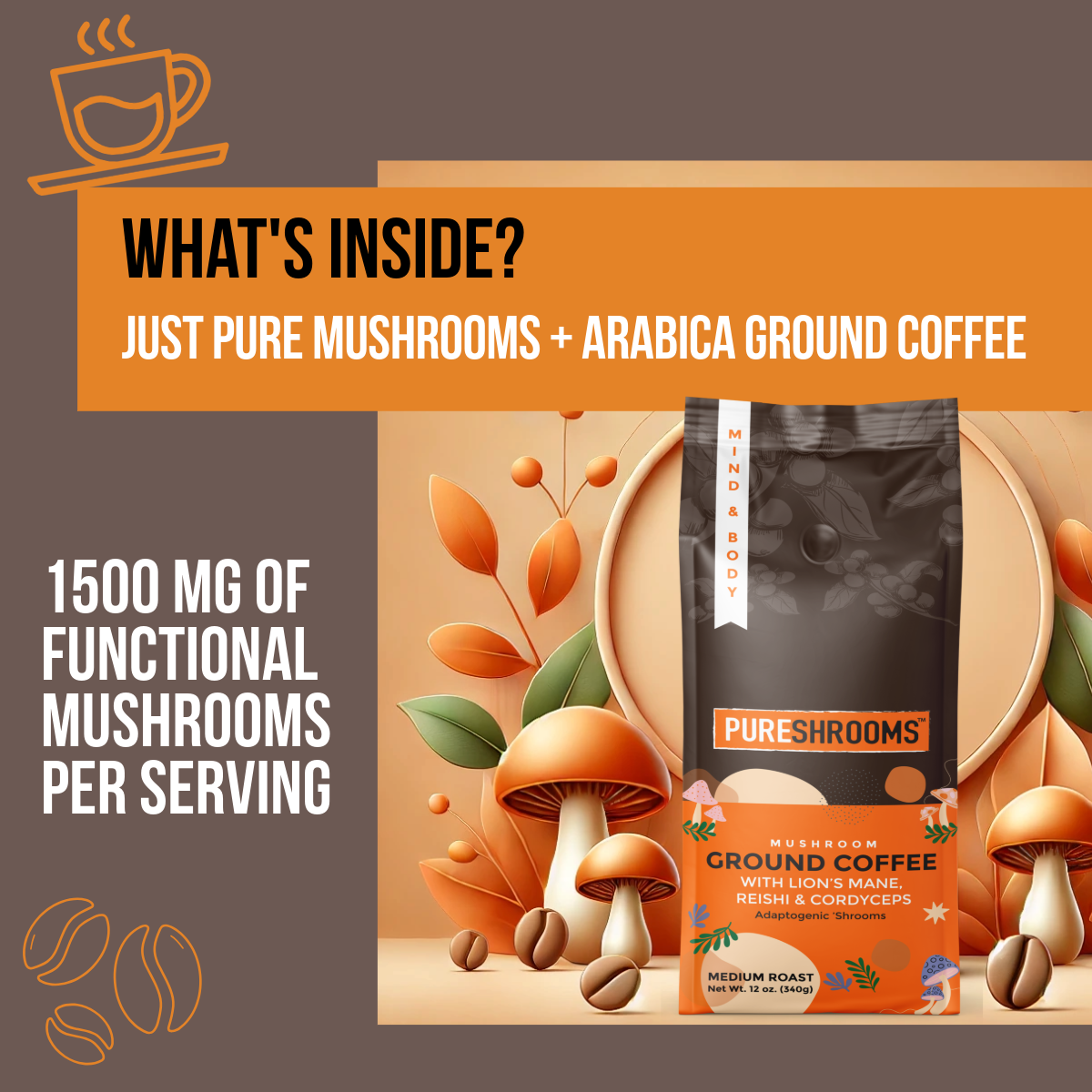 PureShrooms Inc. - Vente Café moulu - Café moulu aux champignons Mind & Body6