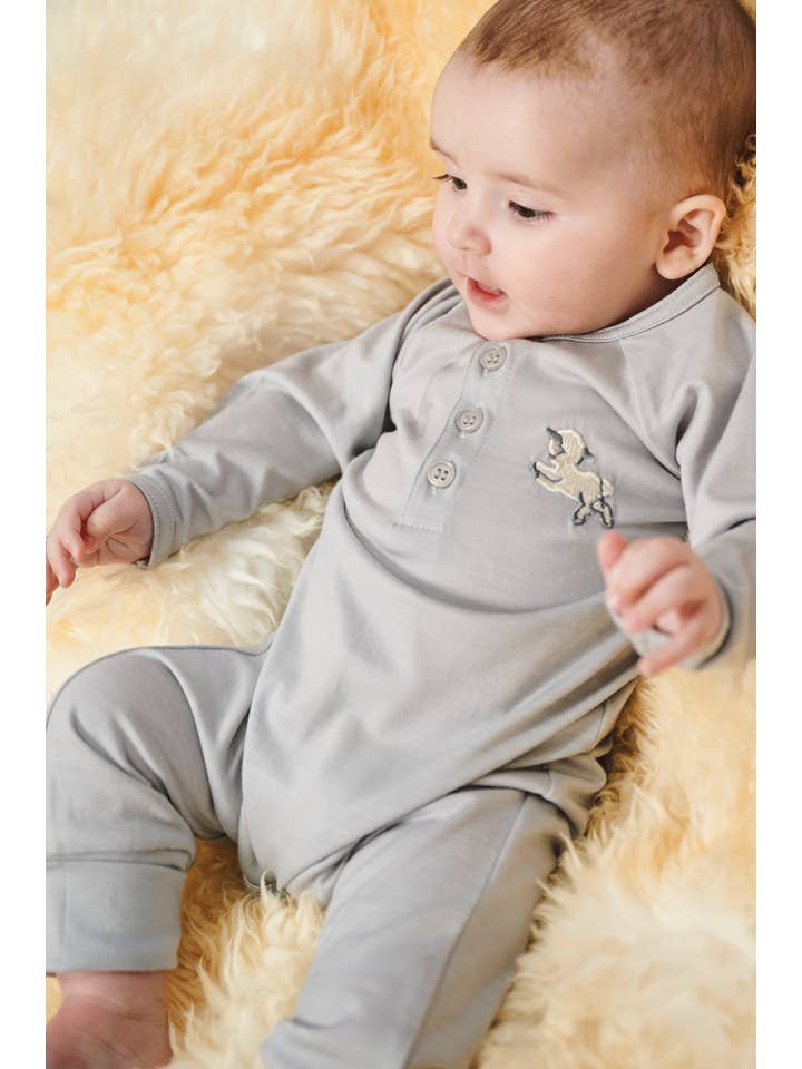 Gris Grenouillère pour bébé Rachel Riley x Smalls Ultrafine Merino Aroha en vente sur Faire3