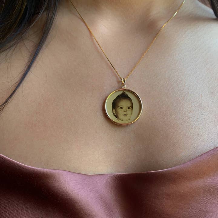 Kimiya Designs – Engroshandel Halskæde med vedhæng – Guld Foto vedhæng Disc Charm