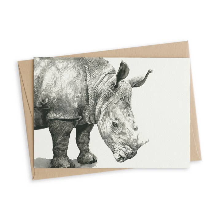 Greeting Card - Delilah the Rhino for wholesale by Leah's Mark Illustration