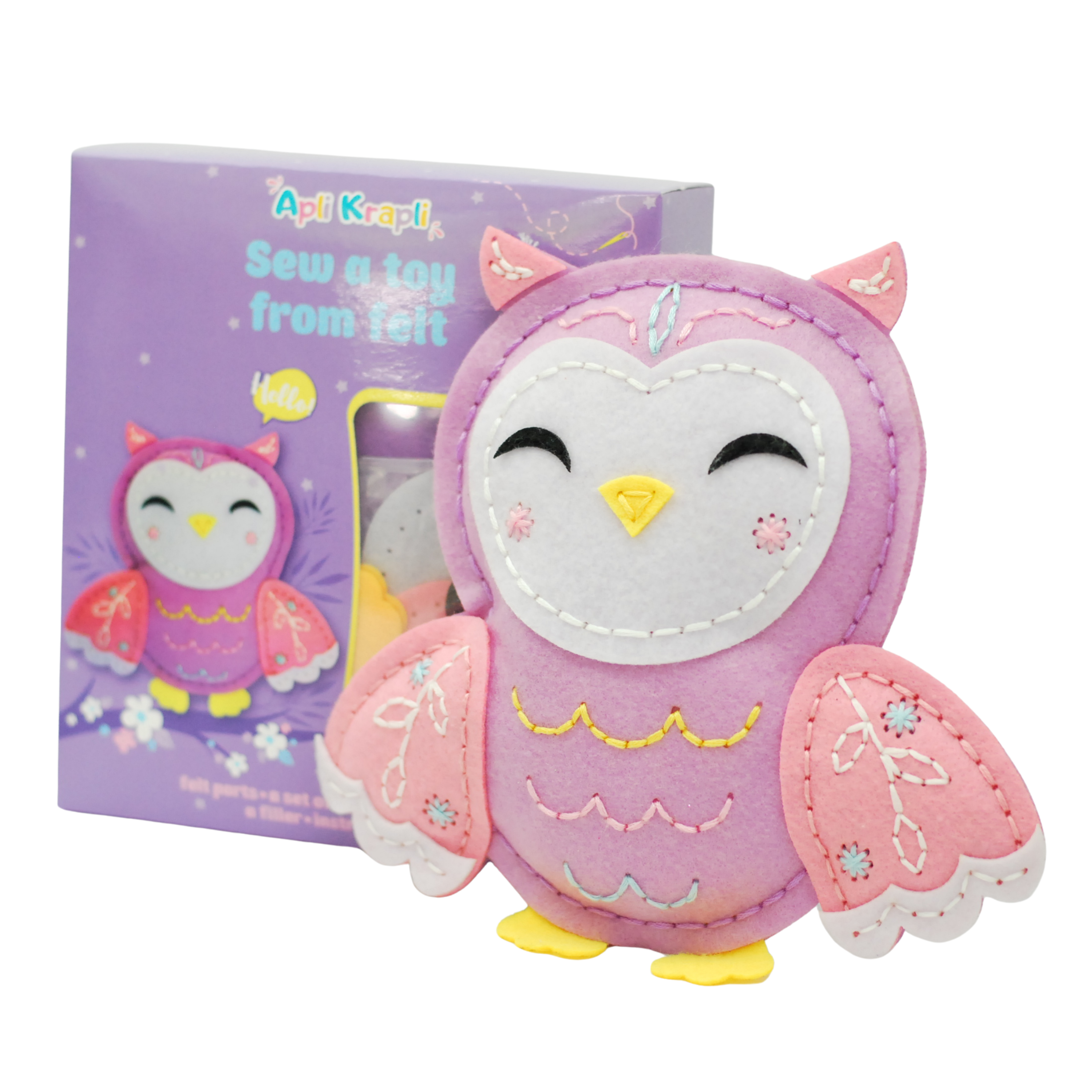 Fainotoys - Wholesale DIY Craft Kit - Kids - APLI Krapli - APLI Krapli Sewyourself Felt Toy Kit Owl Precut Felt Stuffing Thread & Safe Needle Ages 6+1