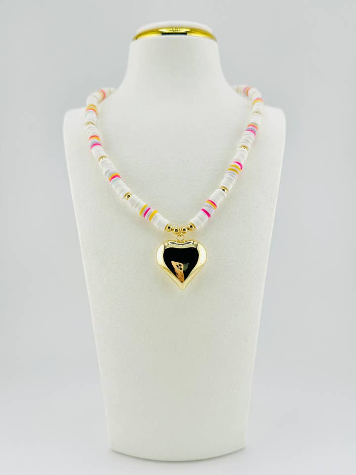 Selah gorgeous heishi 18k gold filled necklace for wholesale by Bella Blu Designs