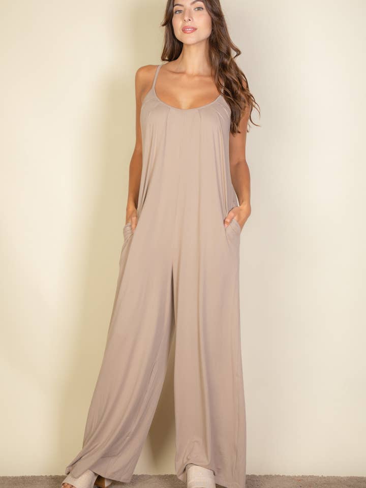 CAPELLA APPAREL - Wholesale Jumpsuit - Women's - Spaghetti strap solid wide jumpsuit8
