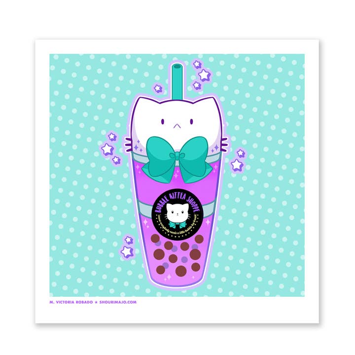Gobelet à thé Bubble Kittea à imprimé artistique pour la vente par SHOURIMAJO