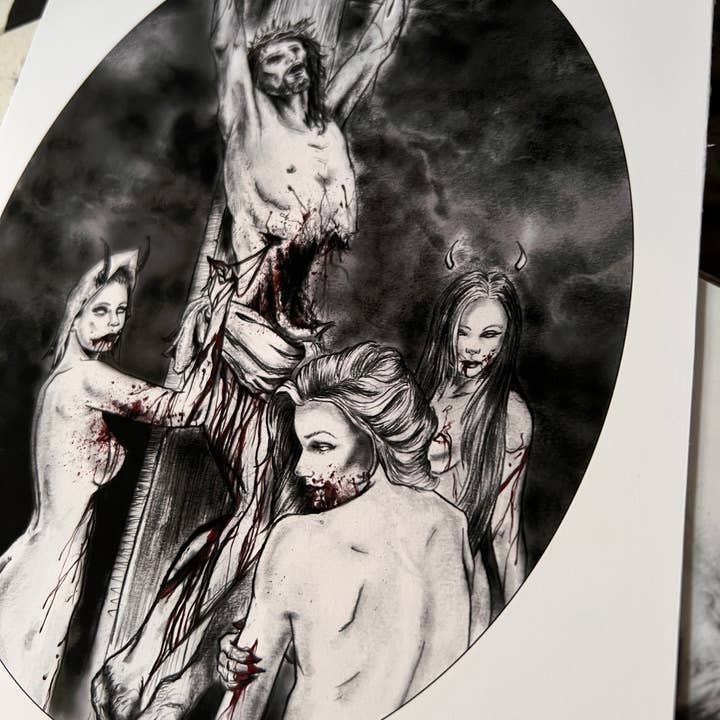 Andy Sciazko Art - Wholesale Art Print - Christ on Cross-Dark Art Print-Occult-Satanic Decor1