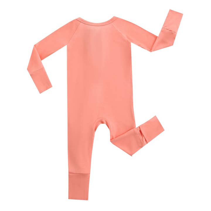 Luxie Charm - Wholesale Bodysuit (Footed) - Baby - Joyful Coral Zippered Romper I NICU I Convertible Footie1