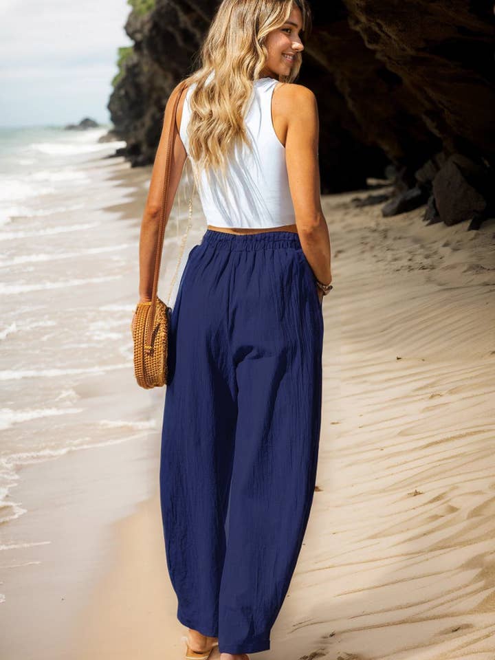 Lily Clothing - Wholesale Pants - Women's - COTTON AND LINEN HOLIDAY STRETCH WAIST OVERALLS10