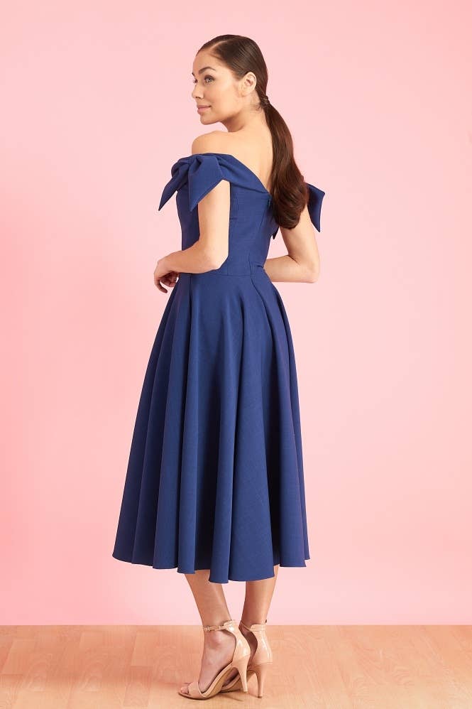 The Pretty Dress Company - Wholesale Dress - Women's - Tilly Off The Shoulder Bow Midi Dress5