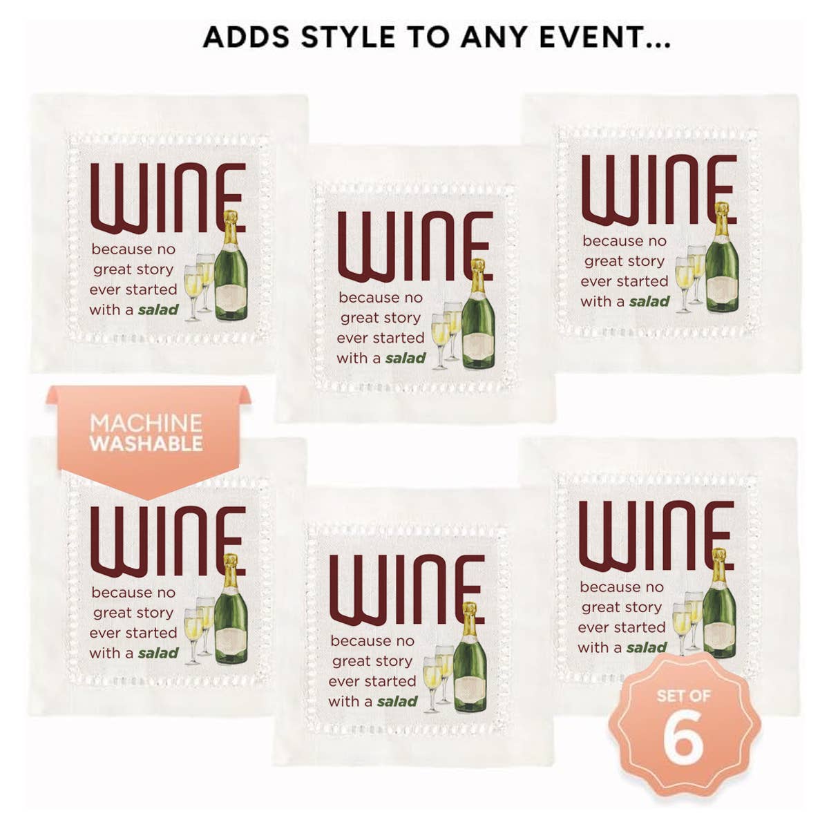 Jolitee – Engroshandel Middags- og stofserviet – Vinsalat Hemstitch Servietter3